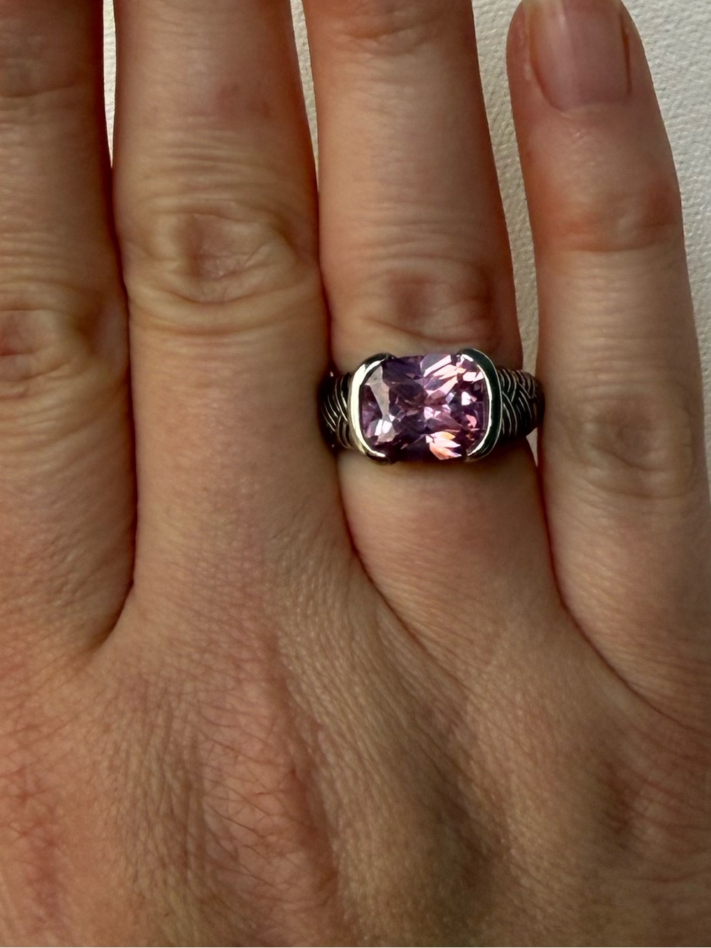 925 Pink Cushion-Cut Ring - Picture 2 of 12
